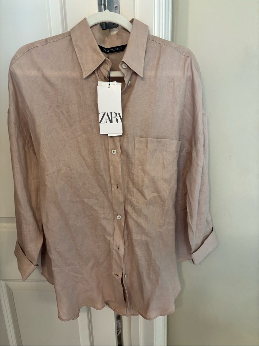 ZARA Men’s Light Taupe Button-Down Shirt